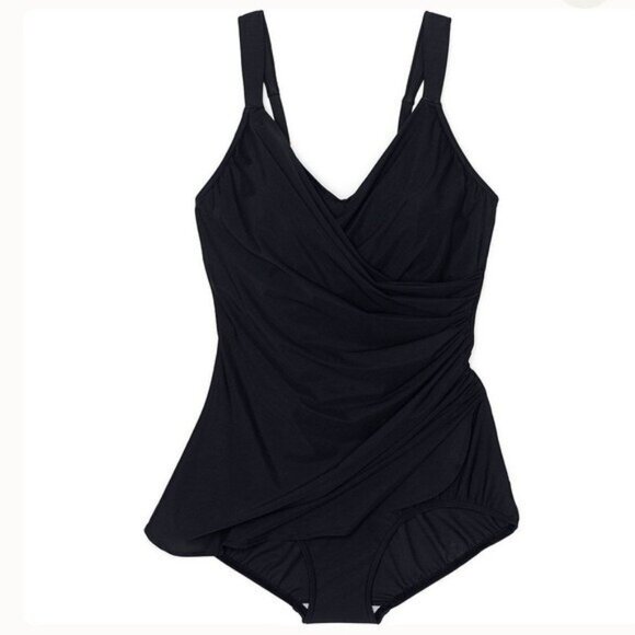 Lands end slender tummy control skirted black swimsuit - Picture 4 of 7
